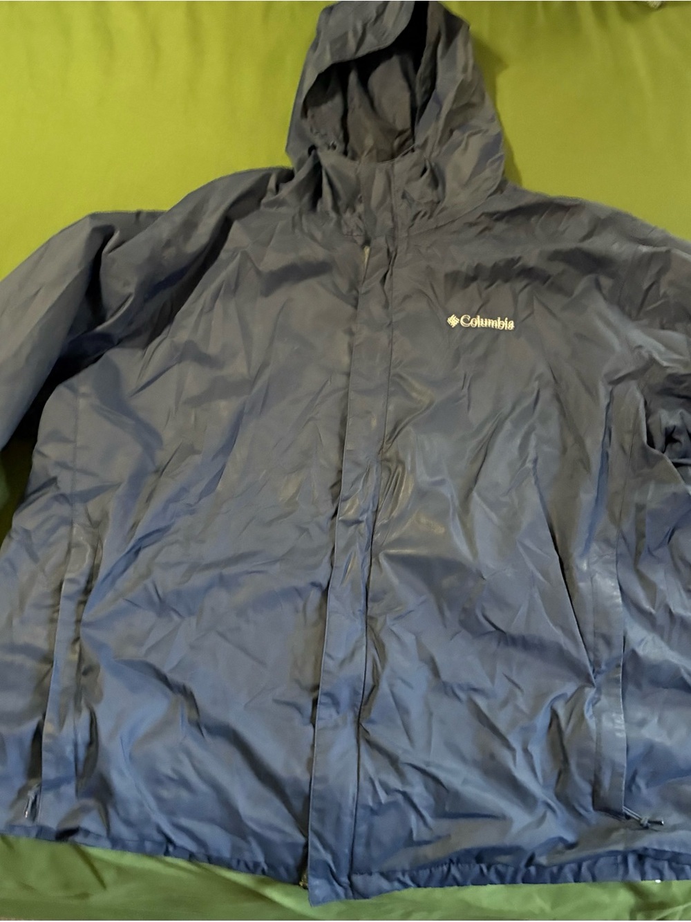 Columbia Navy Blue Hooded Rain Jacket